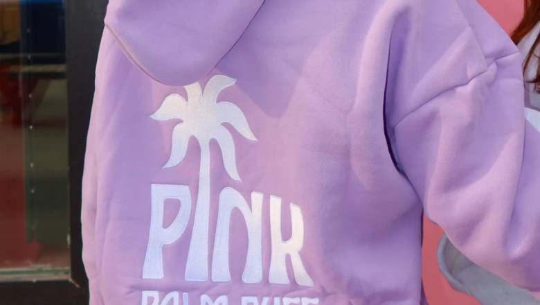 Pink Palm Puff Hoodie – Bold Comfort Meets Street Luxe
